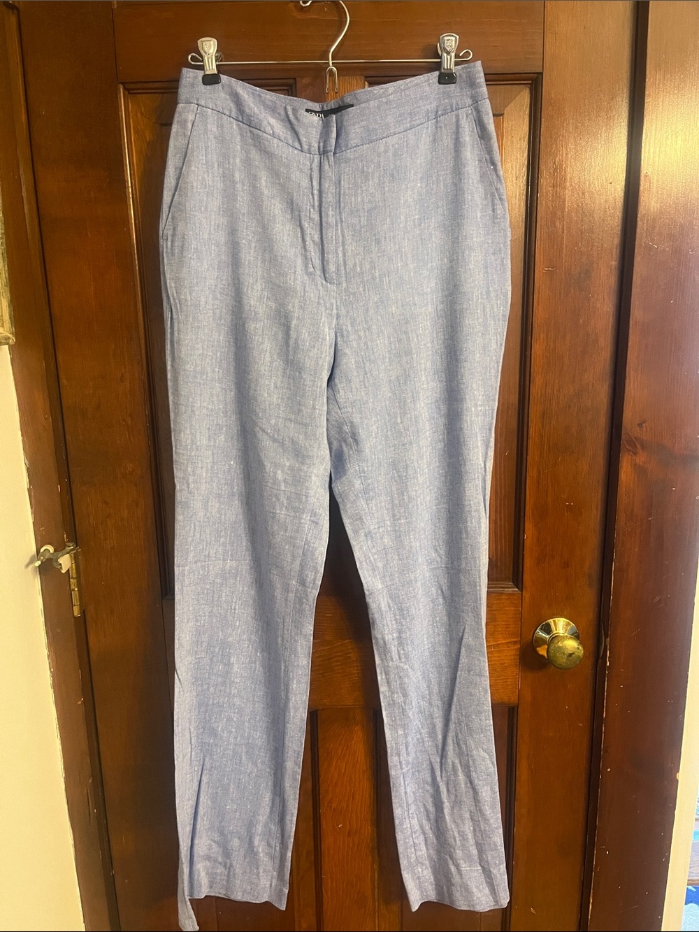 Zara Light Blue Tailored Straight Trousers